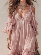 Romantic Blush Tiered Ruffle Maxi Dress