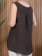 Women's Button-down Slit Linen Top