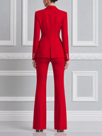 Red Tailored Blazer & Flare Pants Set