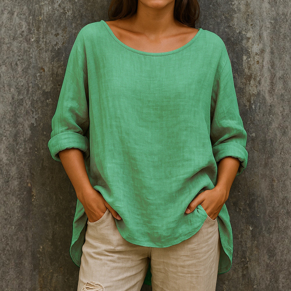 Women's Vintage Solid Color Cotton Linen T-shirt