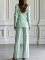 Double Breasted Blazer & Wide Leg Pants Two Piece Suit