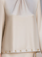 High Neck Long Sleeve Elegant Blouse