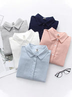Women's Simple Solid Color Linen Blend Classic Shirt
