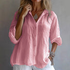 Women's Retro Button Down Cotton Linen Comfy Shirt