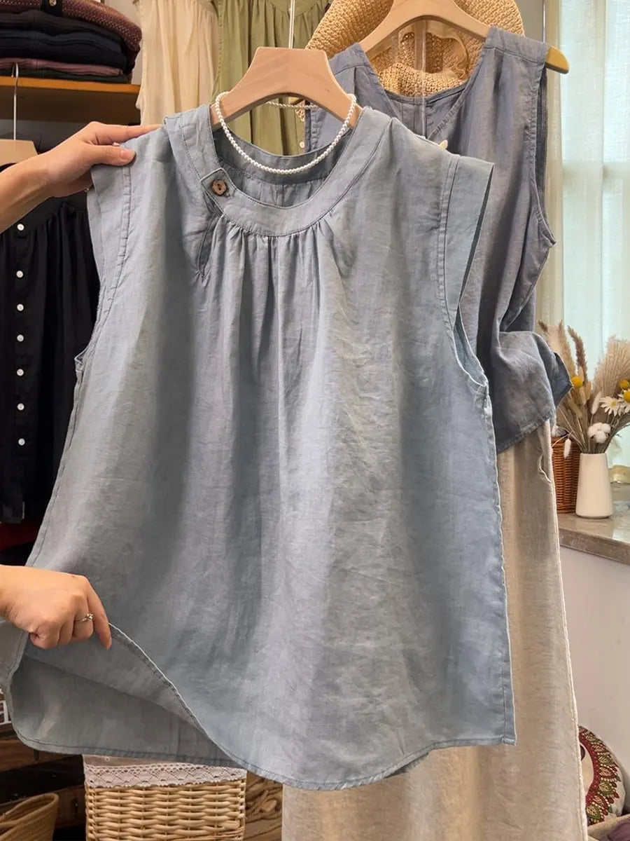 Women's Casual & Stylish Sleeveless Cotton-linen Top