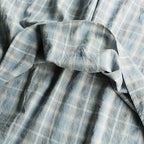 Vintage Flounce Plaid Cotton Linen Round Neck Comfy Shirt