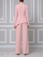 Pink Fall Fashion Ruffle Top & Wide Leg Pants Set