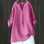 Vintage Button Cotton Linen V Neck Comfy Shirt