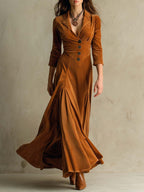 Elegant 70s Style Blazer Style Velvet Dress