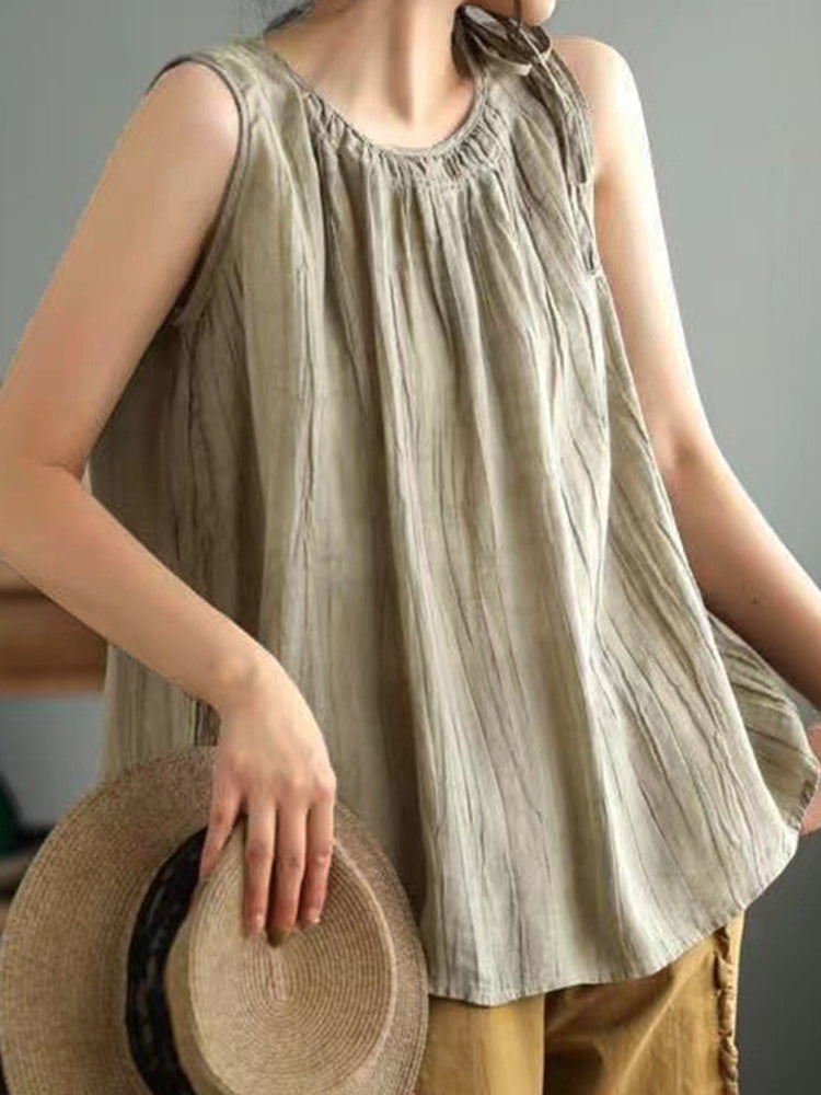 Women's Simple Solid Color Linen Blended Tank Top
