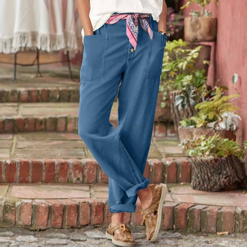 Casual Button-Down Utility-Chic Trousers with Pockets