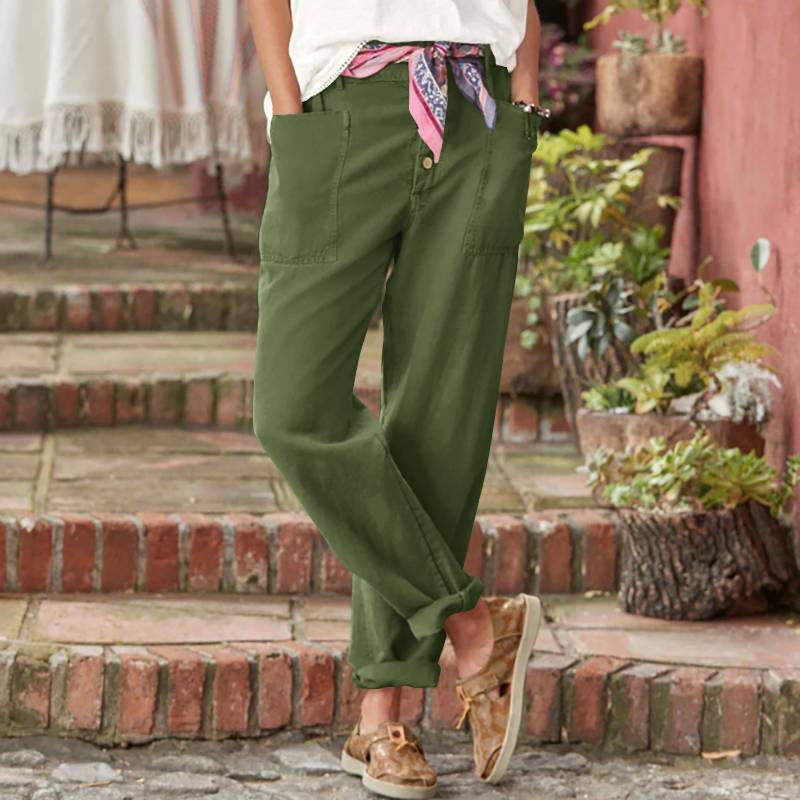 Casual Button-Down Utility-Chic Trousers with Pockets
