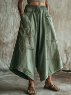 Casual Cozy Cargo Pocket Extra-wide Leg Pants