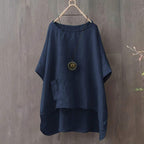 Women's Solid Color Linen Loose Irregular Shirt