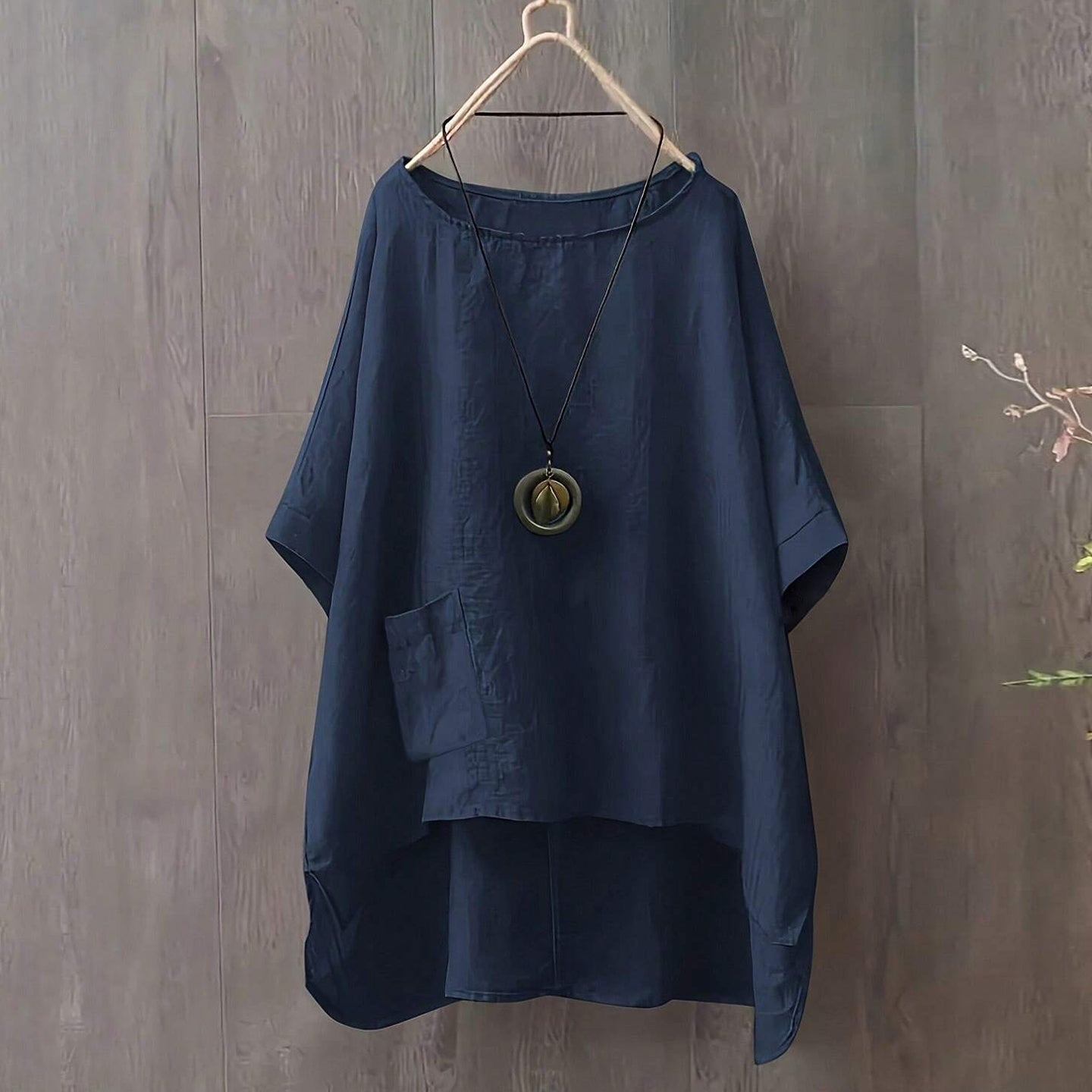 Women's Solid Color Linen Loose Irregular Shirt