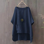 Women's Solid Color Linen Loose Irregular Shirt