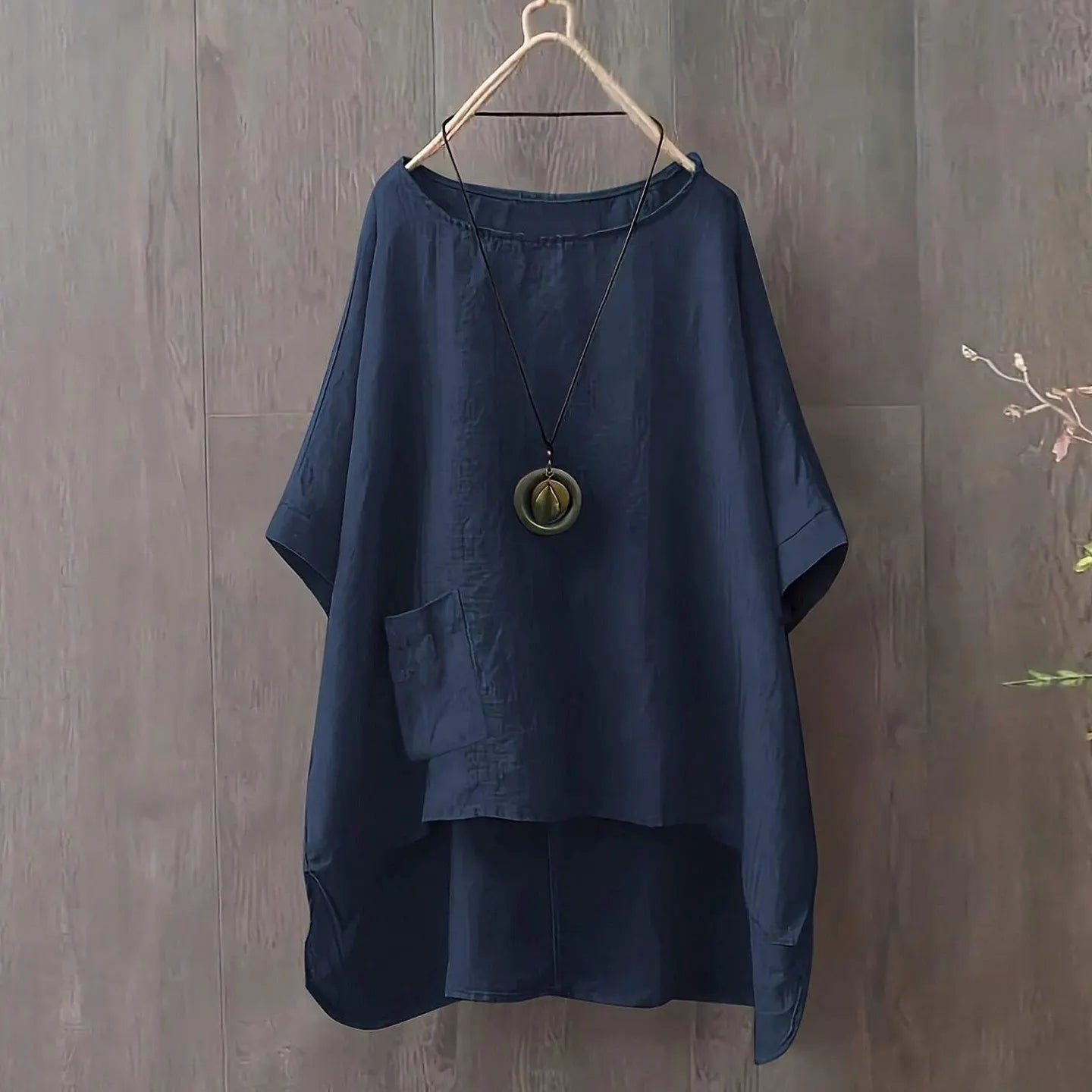Women's Solid Color Linen Loose Irregular Shirt