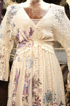 Lead Singer Beige Embo Flower Maxi Dress