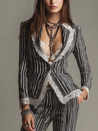 Vintage Striped Lace Pants