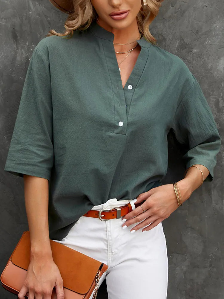 Casual Cotton And Linen Shirt