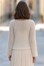 Ivory Mohair Textured Knit Cardigan