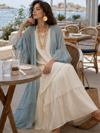 Mediterranean Romantic Sheer Robe & Layered Maxi Dress Set