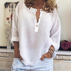 Women's Casual Loose-fit Button Long Sleeve Linen Shirt