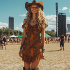 Lollapalooza Music Festival Rock Hip-hop Punk Party Carnival Print Vintage Cowgirl Dress