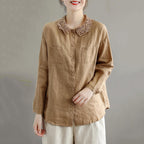 Vintage Women's Cotton Linen Lace Casual Shirt
