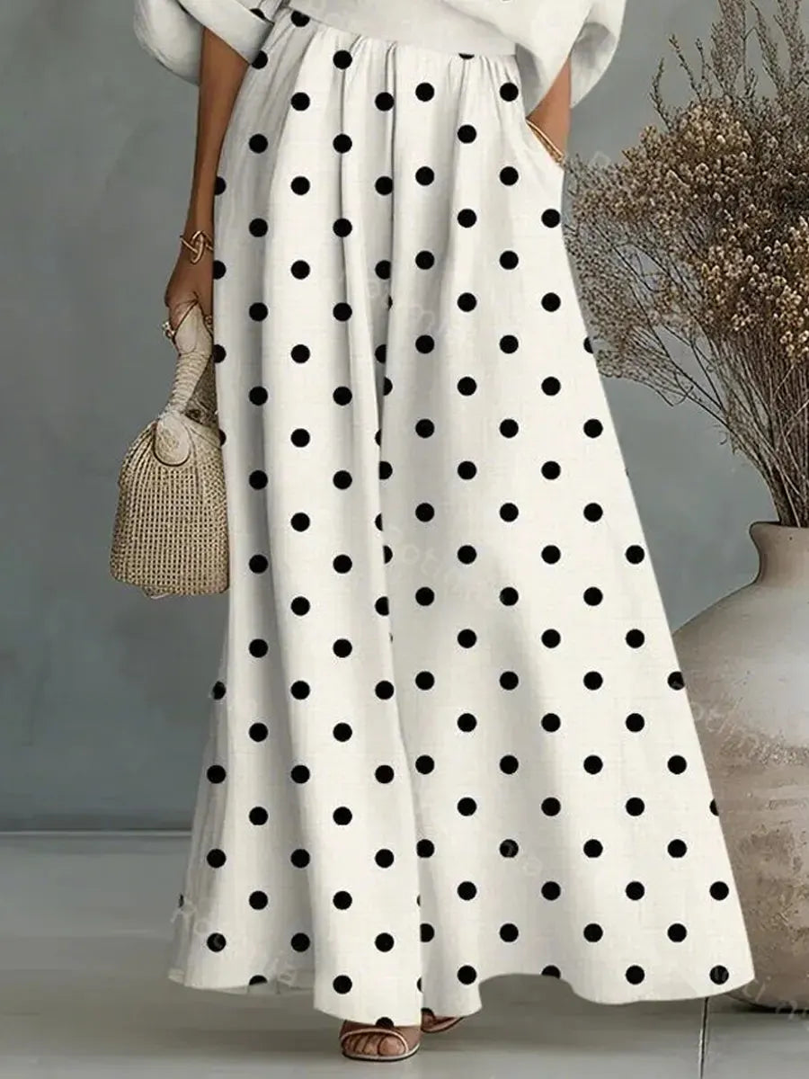 Women's Retro Polka Dot Stylish Art Casual Cotton Maxi Dress