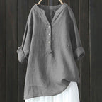 Vintage Button Cotton Linen V Neck Comfy Shirt