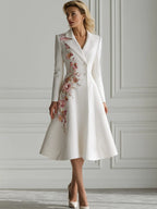 Floral Print Pinstripe A-Line Blazer Dress