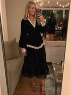 Bohemian Chocolate-colored Lace Top And Skirt Set