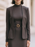 Belted Blazer And Maxi Dress Set