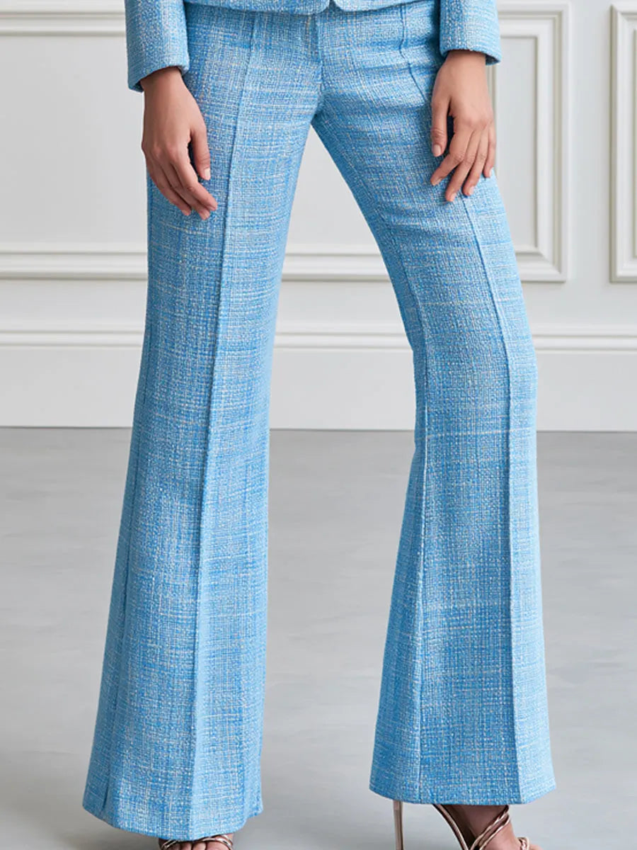 Tweed Blazer And Flare Pants Two Piece Formal Suit Set