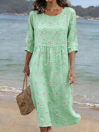 Relaxed Linen Blend Midi Dress