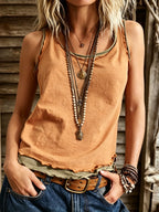 Women's Casual Cotton And Linen Patchwork Vest