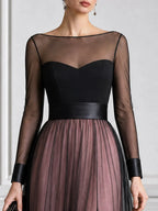 Sheer Mesh Heart Bust High Slit Wedding Guest Midi Dress