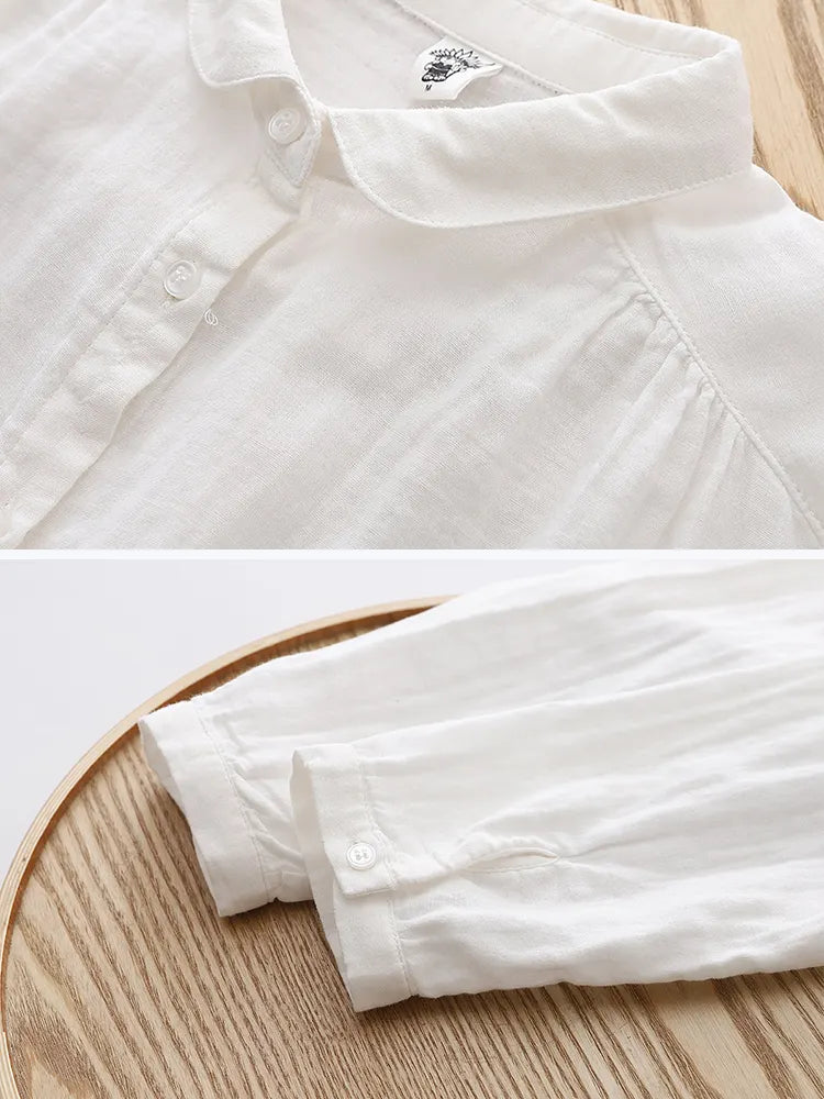 Women's Vintage Simple Linen Blend Long Sleeve Shirt