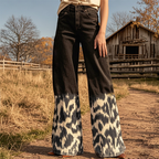Women's Retro Western Country Aztec Style Printed Wide Leg Pants