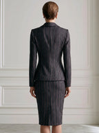 Floral Pinstripe Tailored Blazer And Pencil Skirt Set