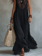 Elegant Bohemian Sleeveless Soft Drape Statement Evening Maxi Dress