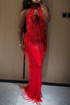 Women's Neck Hanging Tassel Elegant Temperament Dinner Party Style Dress