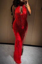 Women's Neck Hanging Tassel Elegant Temperament Dinner Party Style Dress
