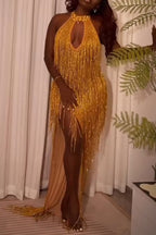 Women's Neck Hanging Tassel Elegant Temperament Dinner Party Style Dress