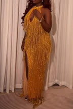 Women's Neck Hanging Tassel Elegant Temperament Dinner Party Style Dress