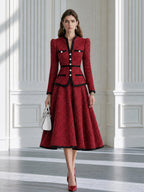 Elegant Pearl Buttons And Contrast Trim Tweed Two-Piece Set