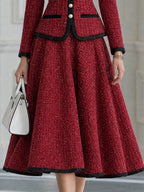 Elegant Pearl Buttons And Contrast Trim Tweed Two-Piece Set