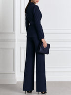 Satin Shawl Collar Blazer & Wide Leg Pants Two-Piece Suit Set