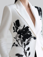 Floral Print Peak-Lapel Single-Button Tailored Blazer
